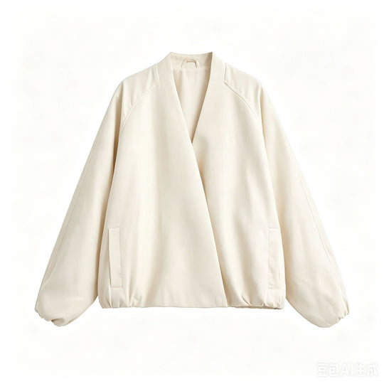 Damen Oversized Kimono-Übergangsjacke mit Raglanärmeln und elastischem Saum Nord Taschen