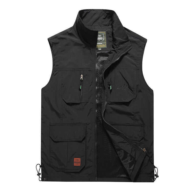 Herren multifunktionale Outdoor‑Utility‑Weste mit Reißverschluss, Mehrfachtaschen und atmungsaktivem Meshfutter Nord Taschen