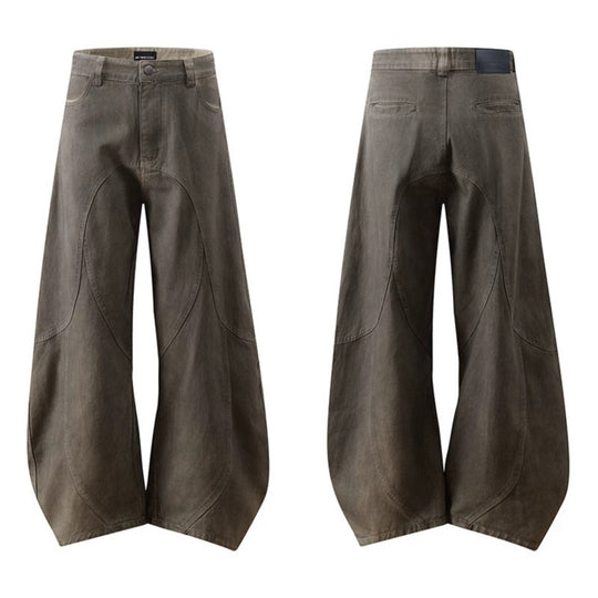 Damen Weite High‑Waist Culotte‑Hose mit ballonförmiger Silhouette und Zierpaneelen Nord Taschen