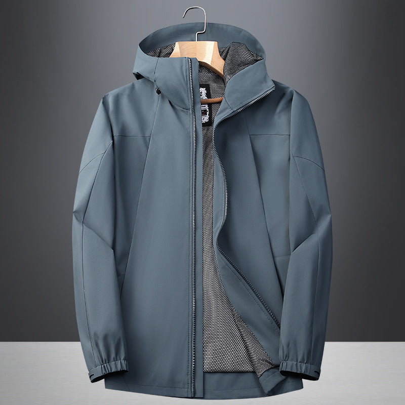 Herren Softshell Regen- und Übergangsjacke mit Kapuze, winddichter Membran und atmungsaktivem Meshfutter Nord Taschen