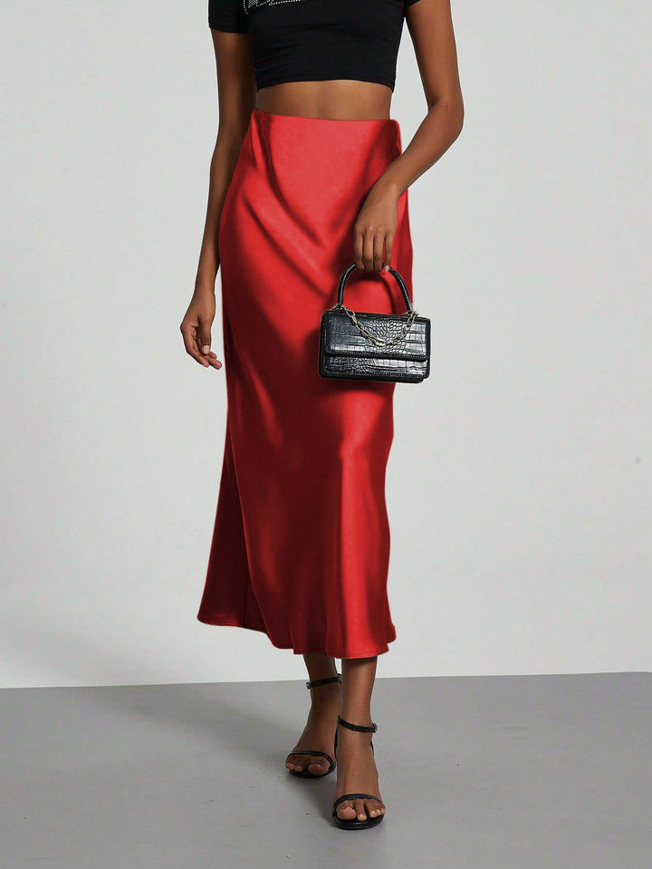 Damen Elegante und fließende Satin Maxiröcke