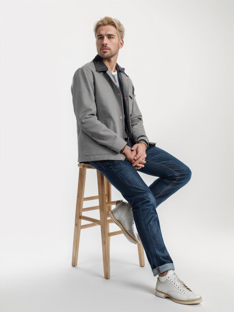 Herren robuste Canvas-Chorejacke mit Cordkragen und aufgesetzten Pattentaschen Nord Taschen