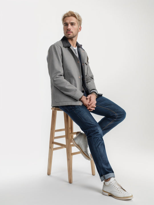 Herren robuste Canvas-Chorejacke mit Cordkragen und aufgesetzten Pattentaschen Nord Taschen