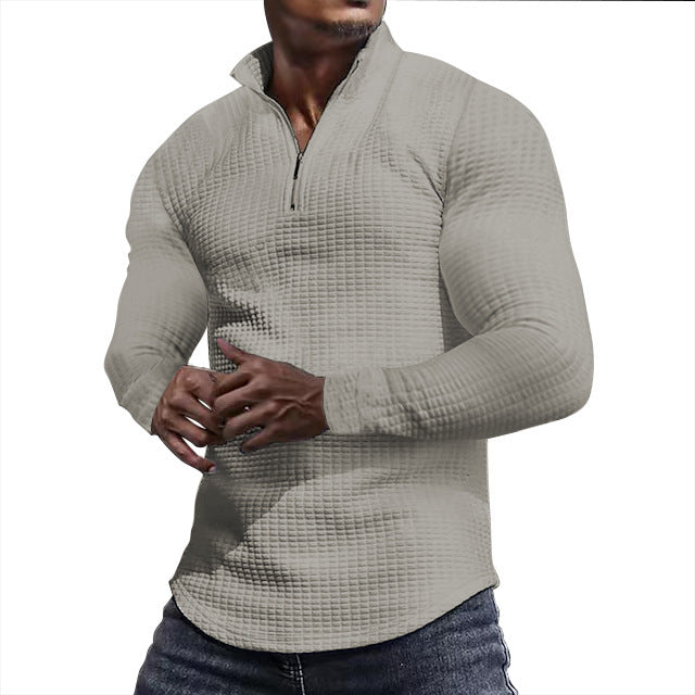 Herren Waffelstrick-Langarmshirt mit kurzem Reißverschluss Nord Taschen