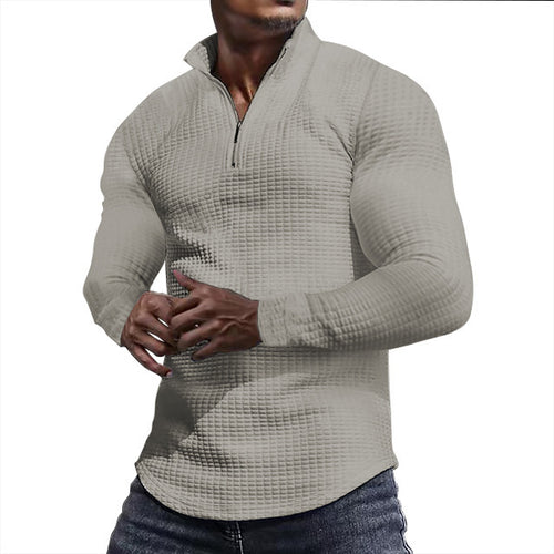 Herren Waffelstrick-Langarmshirt mit kurzem Reißverschluss Nord Taschen