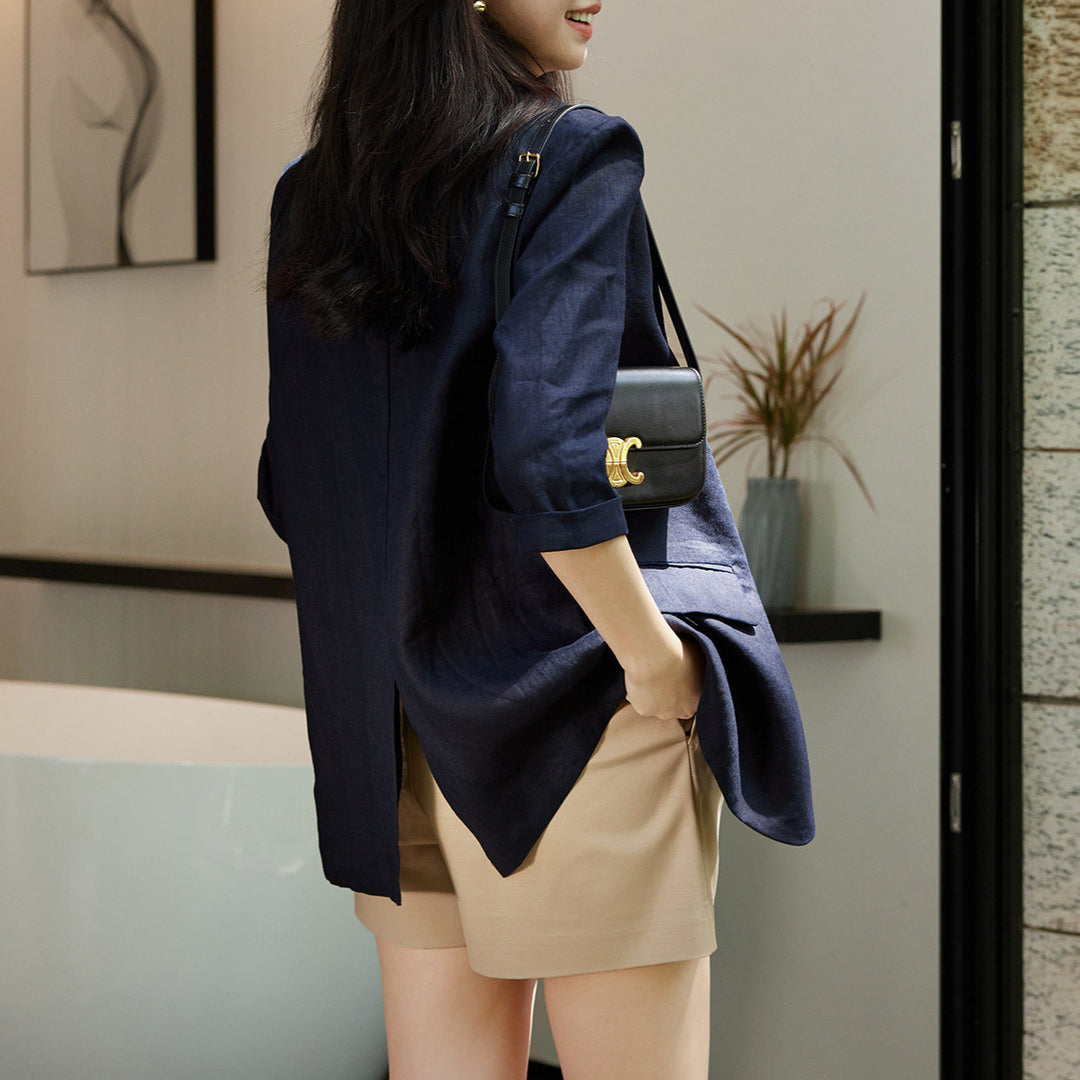 Damen Modischer Leinenblazer Nord Taschen