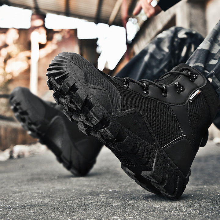 Herren taktische Stiefel mit verstärktem Knöchelschutz und rutschfester Sohle