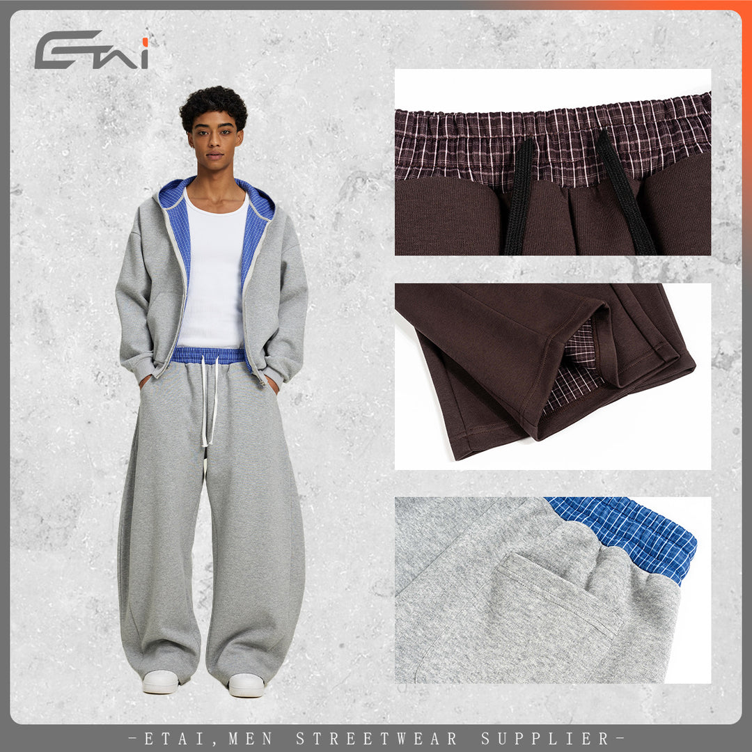 Damen Weite Cropped-Sweathose mit tiefem Schritt, Kordelzug und kontrastierendem Bund Nord Taschen