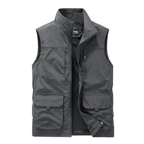 Herren Utility-Weste mit multifunktionalen Taschen, atmungsaktivem Meshfutter und Stehkragen Nord Taschen