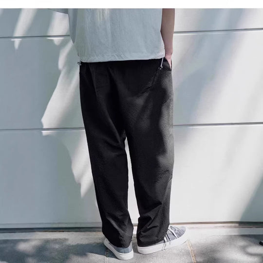 Herren Texturierte Jogginghose mit elastischem Bund Kordelzug und tapered Bein Nord Taschen