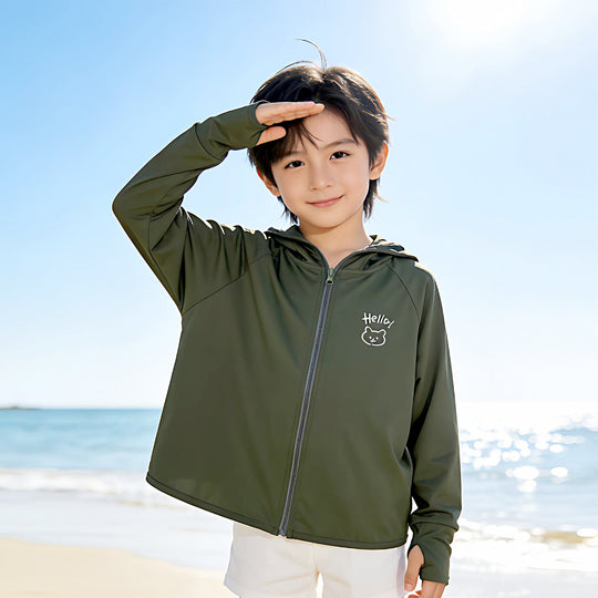 Unisex nan leichte UV-Schutz Kapuzenjacke für Kinder mit durchgehendem Reißverschluss und Daumenlöchern Nord Taschen