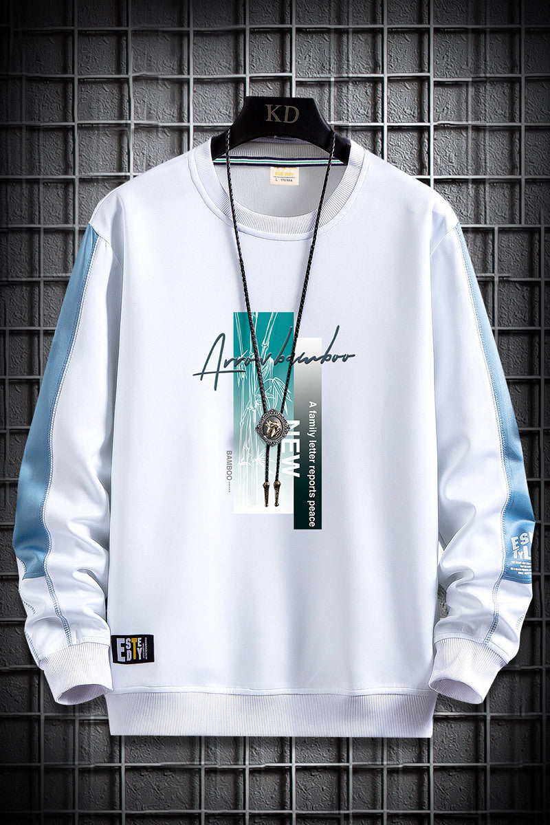 Herren Sportlich‑urbanes Rundhals‑Sweatshirt mit Kontrastärmeln, gerippten Bündchen & frontalem Grafikprint Nord Taschen