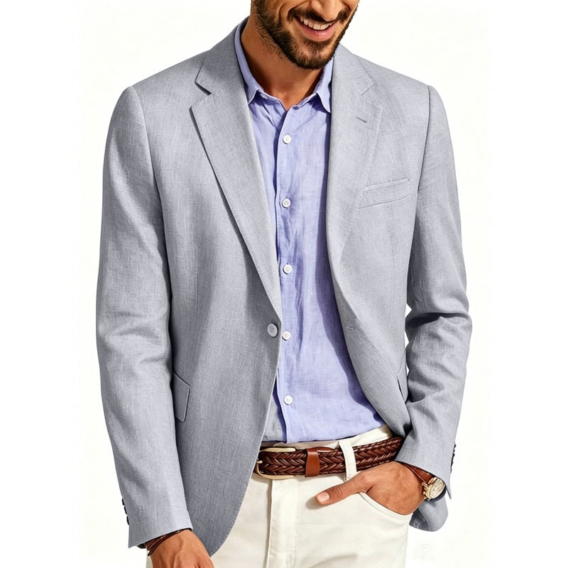 Herren Sommerliches Leinen-Blazer-Sakko mit atmungsaktivem Gewebe und taillierter Passform Nord Taschen