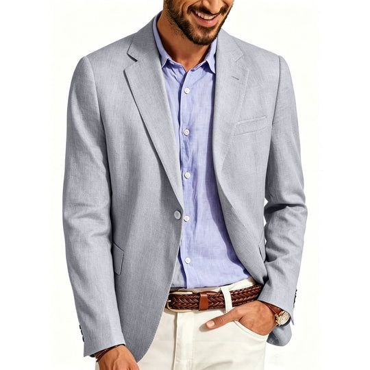 Herren Sommerliches Leinen-Blazer-Sakko mit atmungsaktivem Gewebe und taillierter Passform Nord Taschen