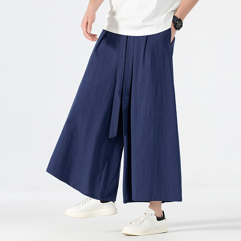 Damen Culotte-Style Hosenrock mit weitem Bein und Bindegürtel Nord Taschen