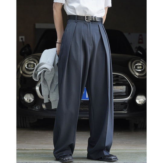 Damen Weite hochtaillierte Palazzo-Hose mit doppelter Bundfalte und fließender Satin-Optik Nord Taschen