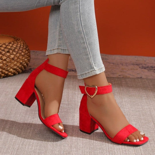Damen Sandalen mit herzförmigem Schnallen-Detail und komfortablem Blockabsatz Nord Taschen