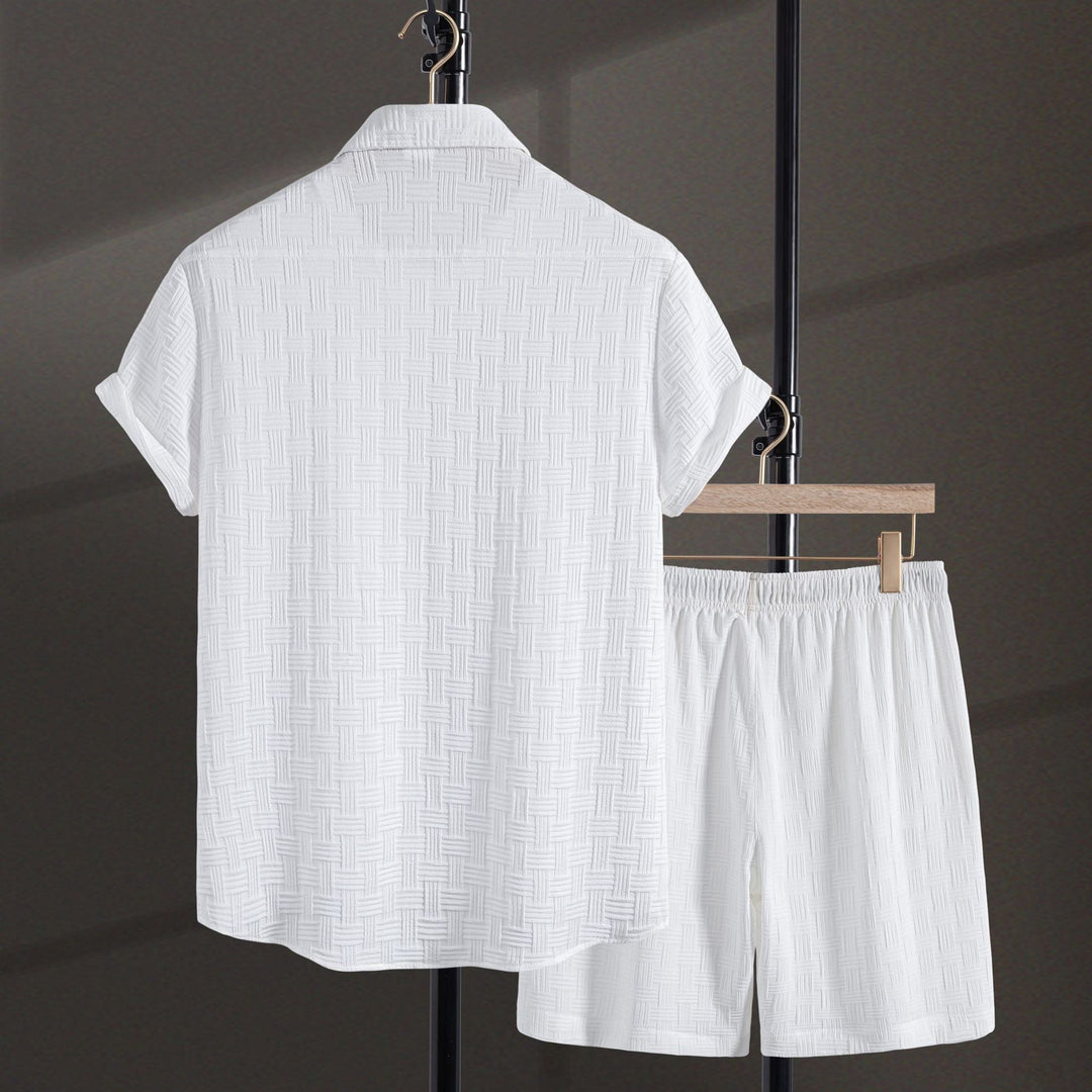Damen Kurzarmhemden mit strukturiertem Muster und bequemen Shorts Nord Taschen