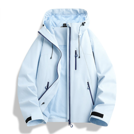 Damen Leichte wasserdichte Kapuzenjacke mit Teddy‑Charm und verdeckten Reißverschlusstaschen Nord Taschen