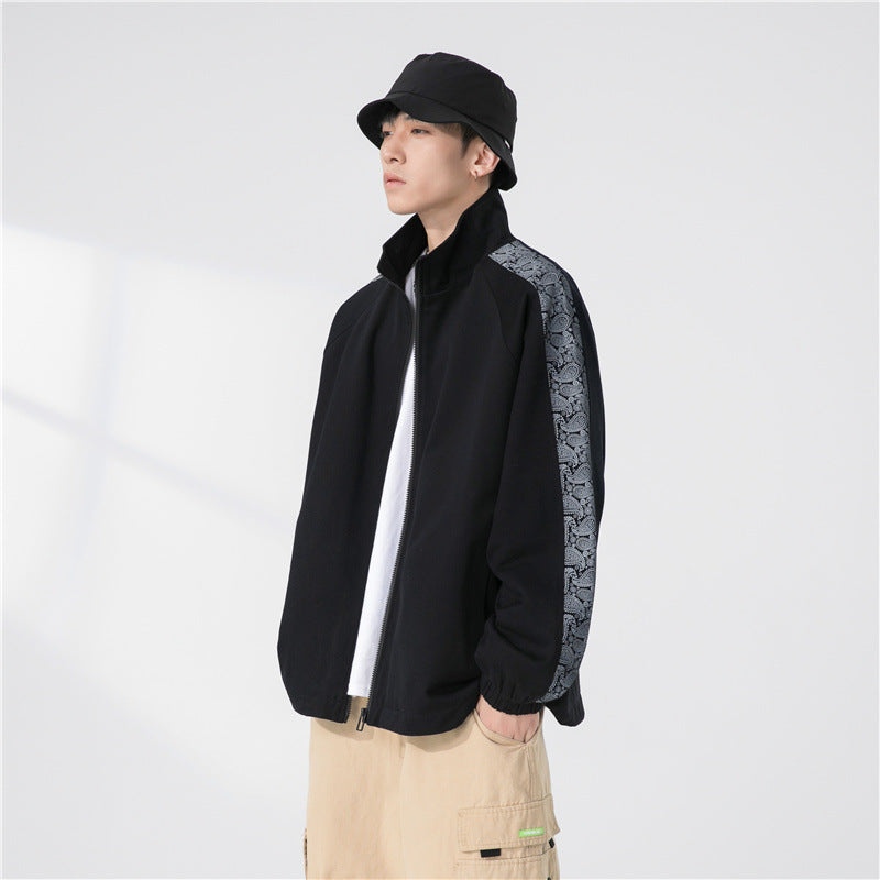 Herren Oversize Übergangsjacke mit Raglanärmeln, Stehkragen und elastischen Bündchen Nord Taschen