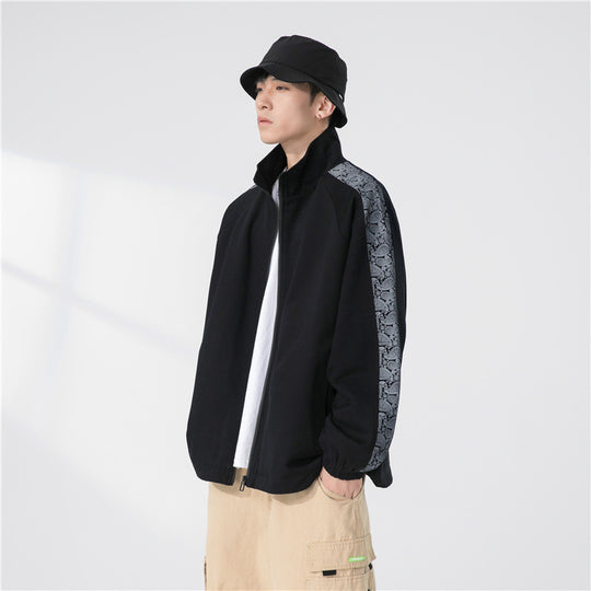 Herren Oversize Übergangsjacke mit Raglanärmeln, Stehkragen und elastischen Bündchen Nord Taschen