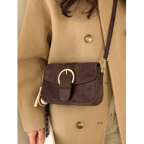 Damen Umhängetasche aus hochwertigem Wildleder mit elegantem Schnallenverschluss Nord Taschen