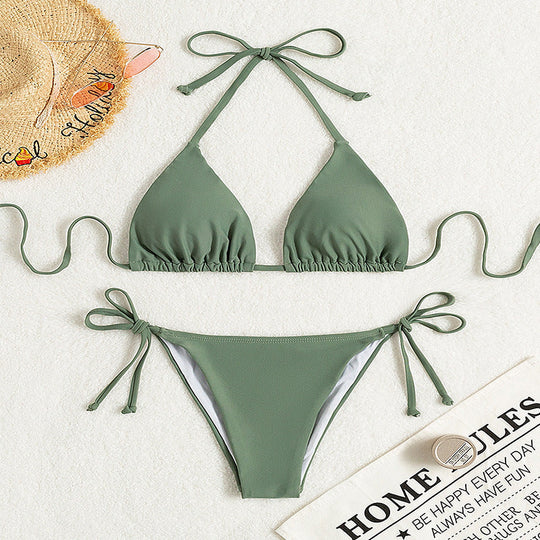 Damen klassisches Triangel-Bikini-Set mit verstellbaren Trägern