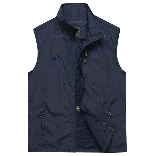 Herren ultraleichte atmungsaktive Outdoor‑Trekkingweste mit Mesh‑Futter, Stehkragen und Mehrfach‑Reißverschlusstaschen Nord Taschen