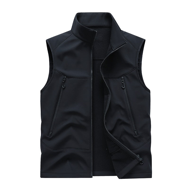 Herren Wasserabweisende Softshell-Weste mit Stehkragen, Reißverschlusstaschen & Atmungsaktivem Futter Nord Taschen