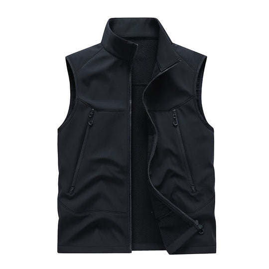 Herren Wasserabweisende Softshell-Weste mit Stehkragen, Reißverschlusstaschen & Atmungsaktivem Futter Nord Taschen