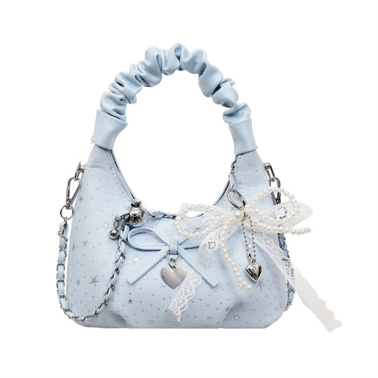 Damen Handtasche mit dekorativem Schleifen- und Perlendesign Nord Taschen