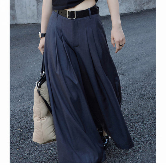 Damen Weite plissierte Culotte-Hose mit hoher Taille, Bundfalten & Eingrifftaschen Nord Taschen