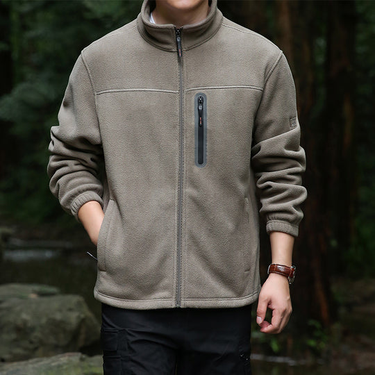 Herren Thermo‑Mikrofleece‑Outdoorjacke mit Stehkragen, wasserdichter Brustreißverschlusstasche Nord Taschen
