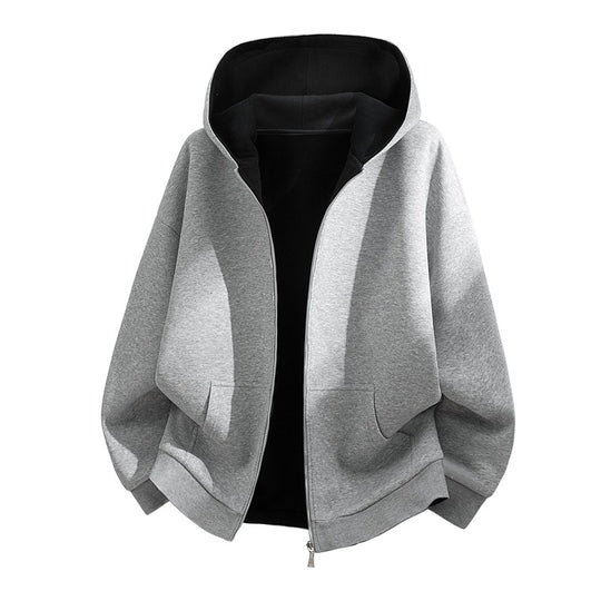 Unisex Oversize Zip-Hoodie mit zweifarbigem Innenfutter, Boxy-Schnitt & Zwei-Wege-Reißverschluss Nord Taschen