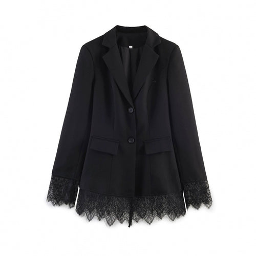 Damen taillierter Blazer mit Spitzenbesatz und ausgestelltem Saum Nord Taschen