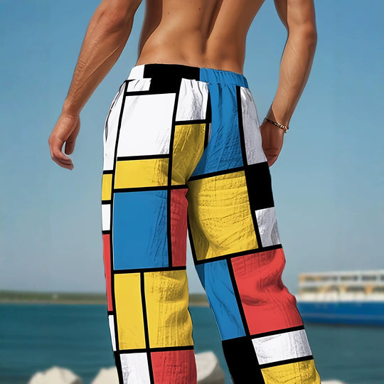 Herren Bunte Strandhose mit grafischem Mustermix Nord Taschen