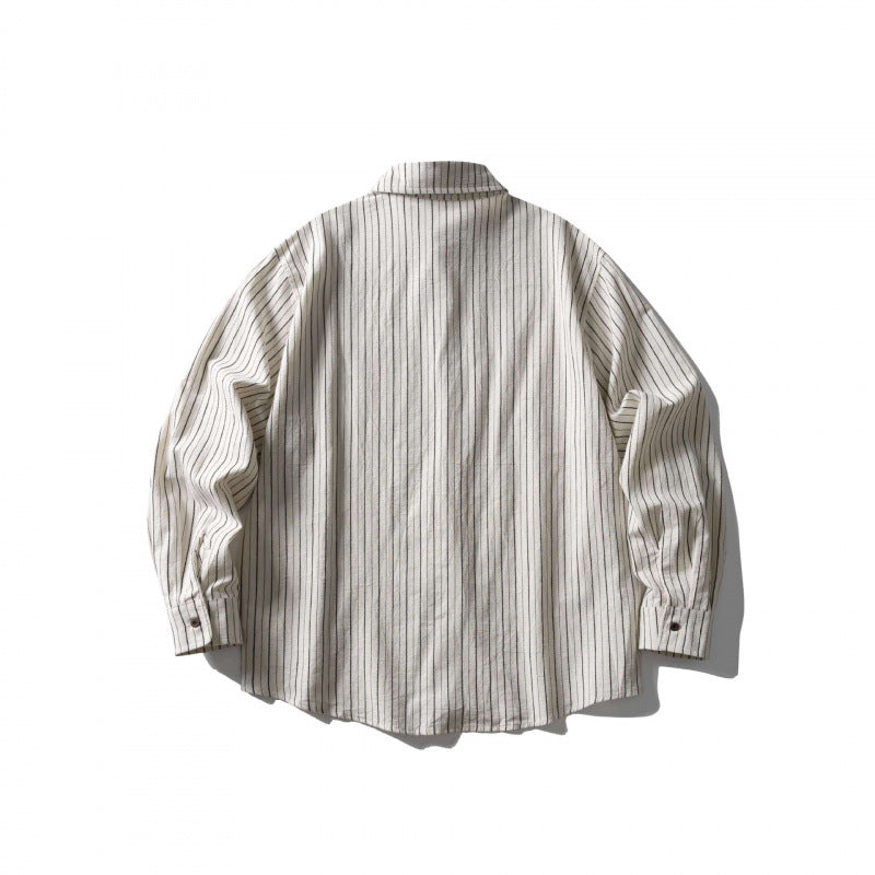 Unisex Oversize-Hemd im Nadelstreifen-Look mit Brusttasche und abgerundetem Saum Nord Taschen
