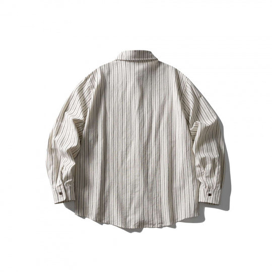 Unisex Oversize-Hemd im Nadelstreifen-Look mit Brusttasche und abgerundetem Saum Nord Taschen