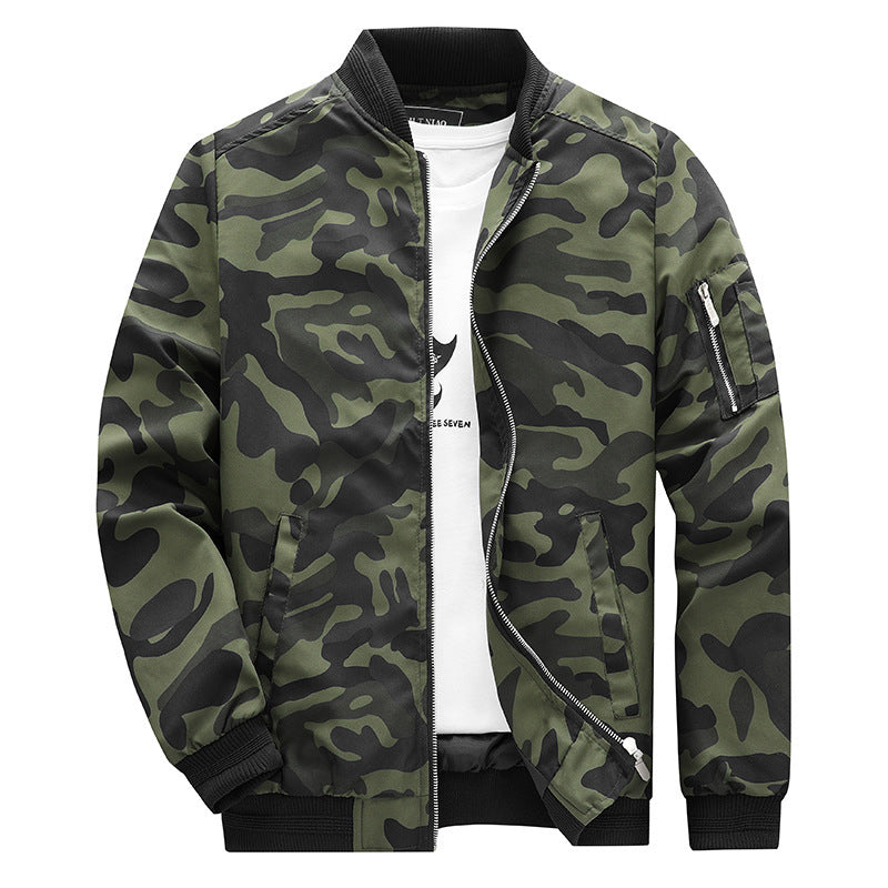 Herren Camouflage-Bomberjacke im Military‑Look mit Reißverschluss und Ärmel‑Utilitytasche Nord Taschen