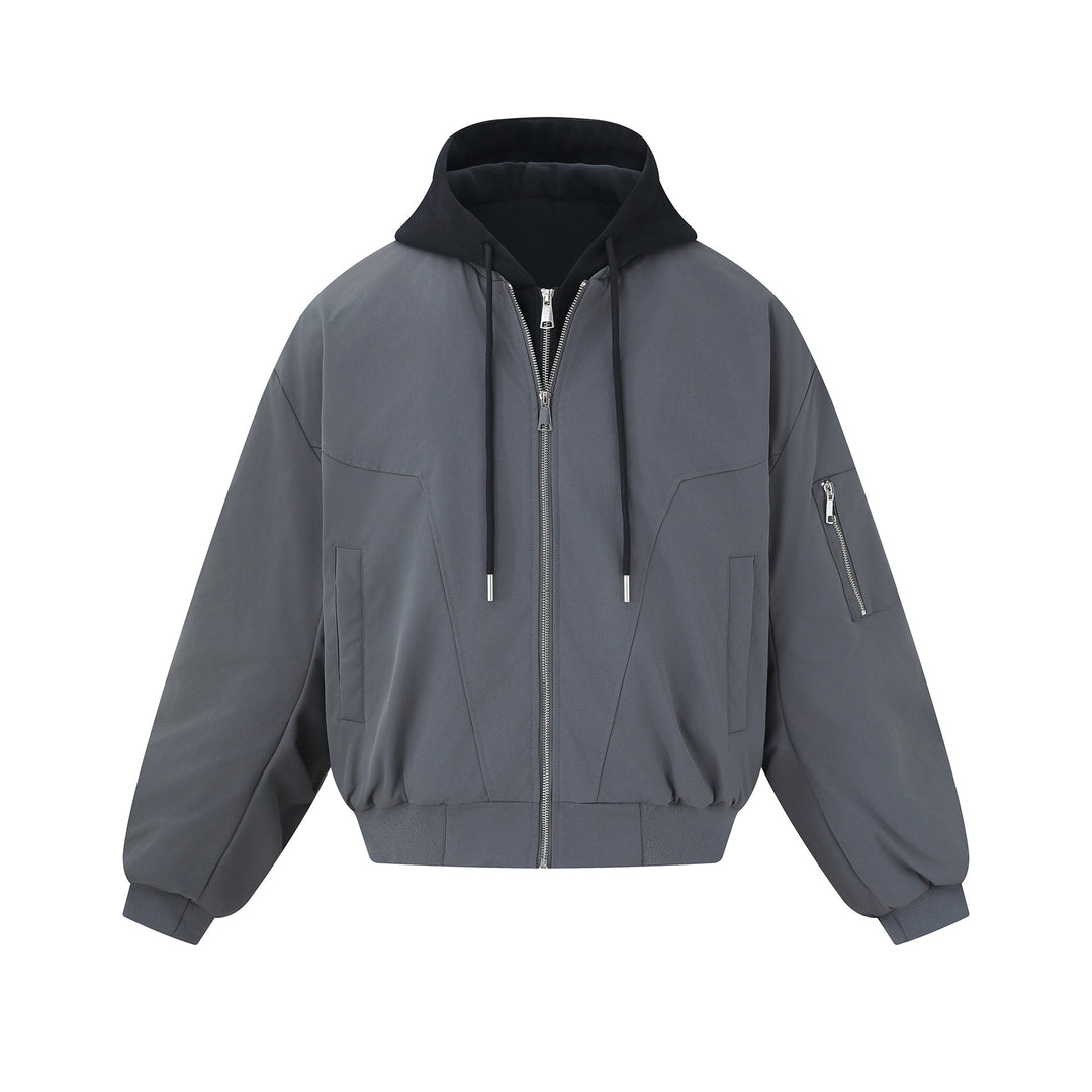 Herren Kurz geschnittener Boxy-Hoodie‑Bomber mit Kapuzen‑Einsatz und Utility‑Taschen Nord Taschen