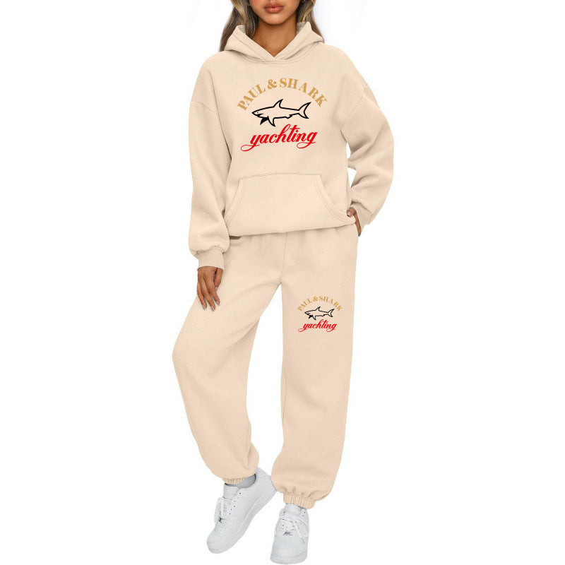 Damen oversized Hoodie und Jogginghose Set mit Kapuze Kängurutasche und gerippten Bündchen Nord Taschen