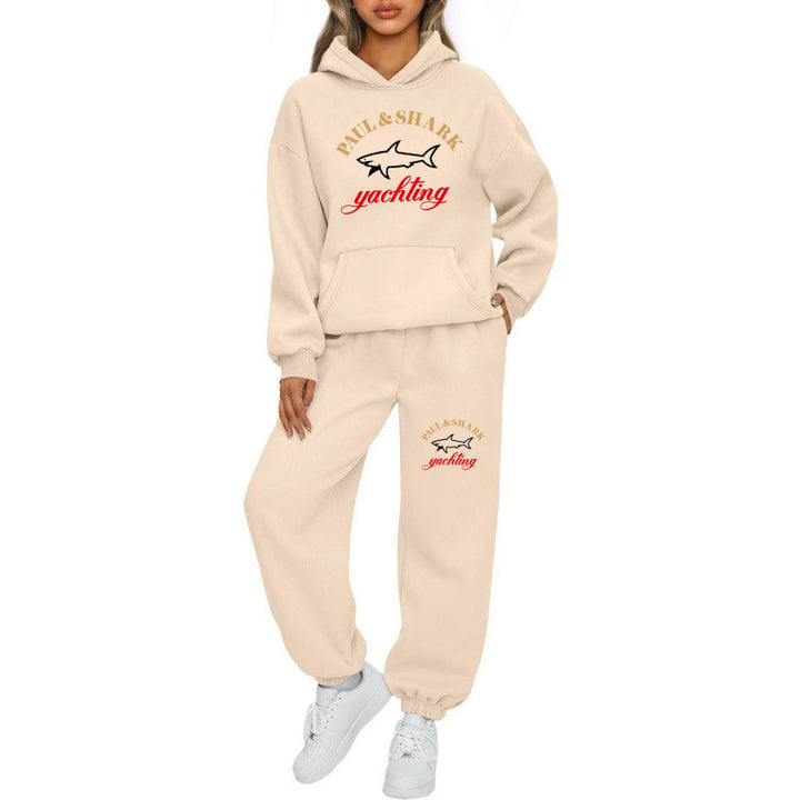 Damen oversized Hoodie und Jogginghose Set mit Kapuze Kängurutasche und gerippten Bündchen Nord Taschen