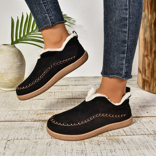 Damen Thermo‑Mokassin‑Slipper mit hohem Schaftkragen, handgenähter Ziernaht und flexibler Profilsohle Nord Taschen