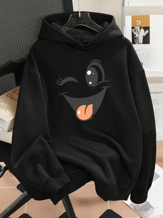Damen Lustiger Kapuzenpullover mit einzigartigem Emoji-Design Nord Taschen