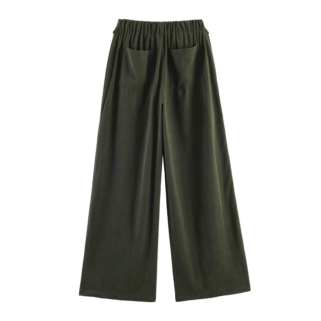 Damen Weite Highwaist‑Hose mit Umschlagbund und Cordoptik Nord Taschen