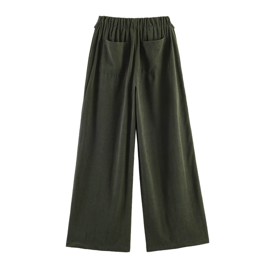 Damen Weite Highwaist‑Hose mit Umschlagbund und Cordoptik Nord Taschen