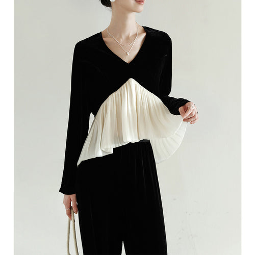 Damen Elegante Bluse mit Drapierung Nord Taschen