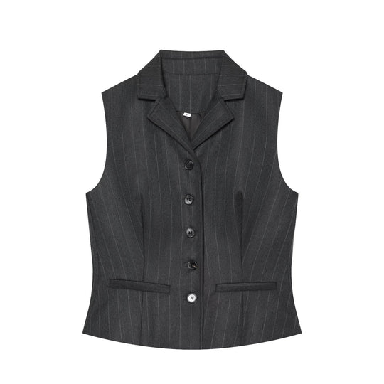Damen Hochtaillierte Bundfaltenhose mit Nadelstreifen und Zierpatte Nord Taschen