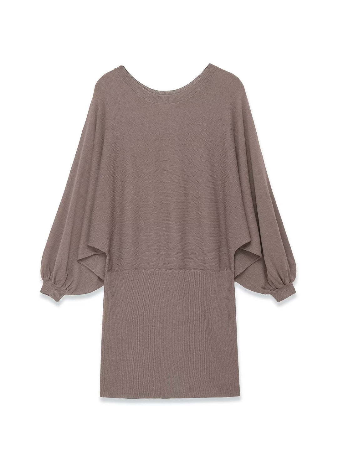 Damen Strickkleid mit überschnittenem Fledermaus-Poncho und Ballonärmeln Nord Taschen