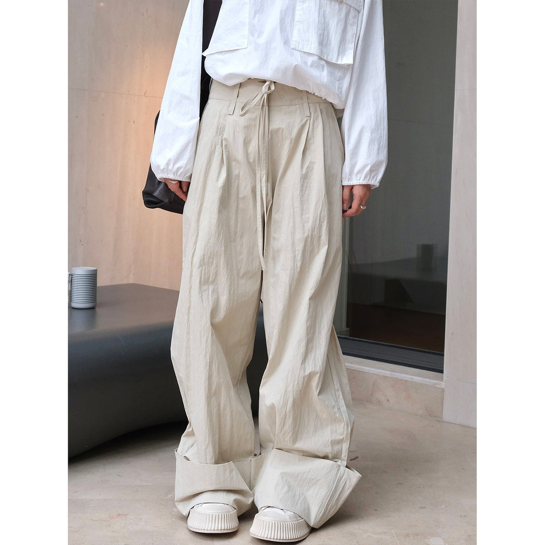 Damen Weite High‑Waist Palazzohose mit Tunnelzug, Bundfalten und extra weitem Bein Nord Taschen